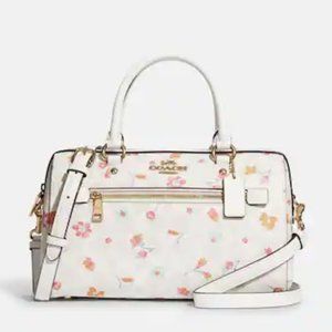 Coach Rowan Satchel In Signature Canvas With Mystical Floral Print Chalk Multi